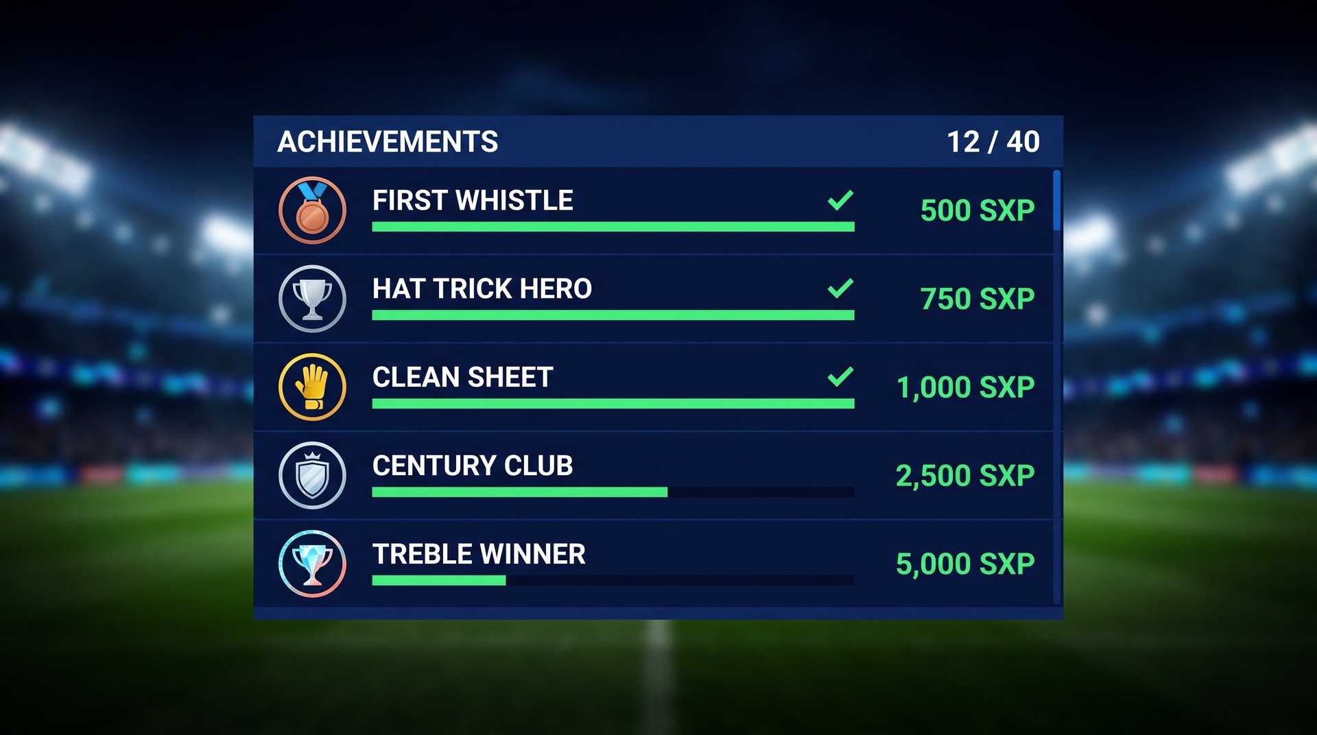 Player unlocking achievements in game