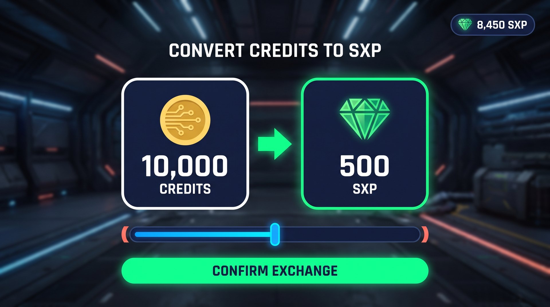 Player converting excess in-game credits into SXP